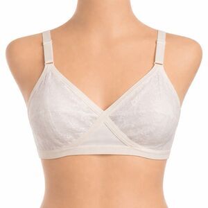 Vtg Y2K Playtex Cross Your Heart Bra 952 White Lace Wireless Soft Cup Sz US 38B